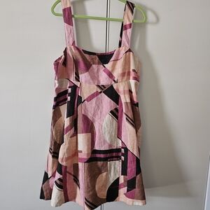 Banana Republic Linen Geometric Print Mini Dress. Size 16. NWOT